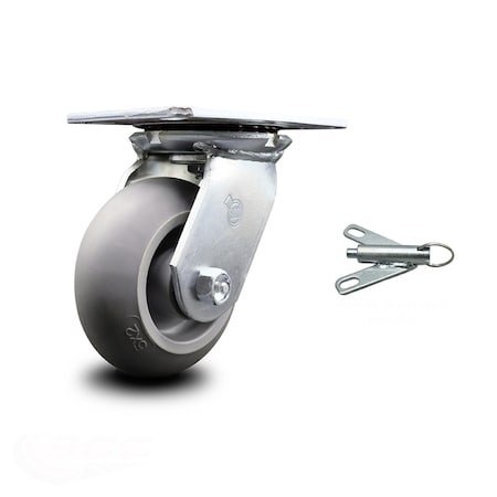 Service Caster 5 Inch Heavy Duty Thermoplastic Caster with Roller Bearing and Swivel Lock SCC SCC-35S520-TPRRD-BSL